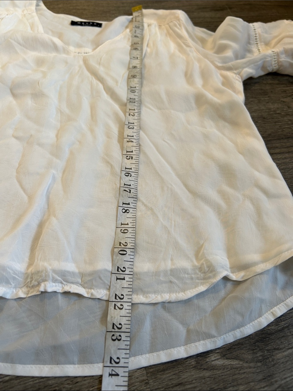 Maven West 100% Cupro Sheer Bell Sleeve Blouse Top White Size Small - Picture 10 of 10